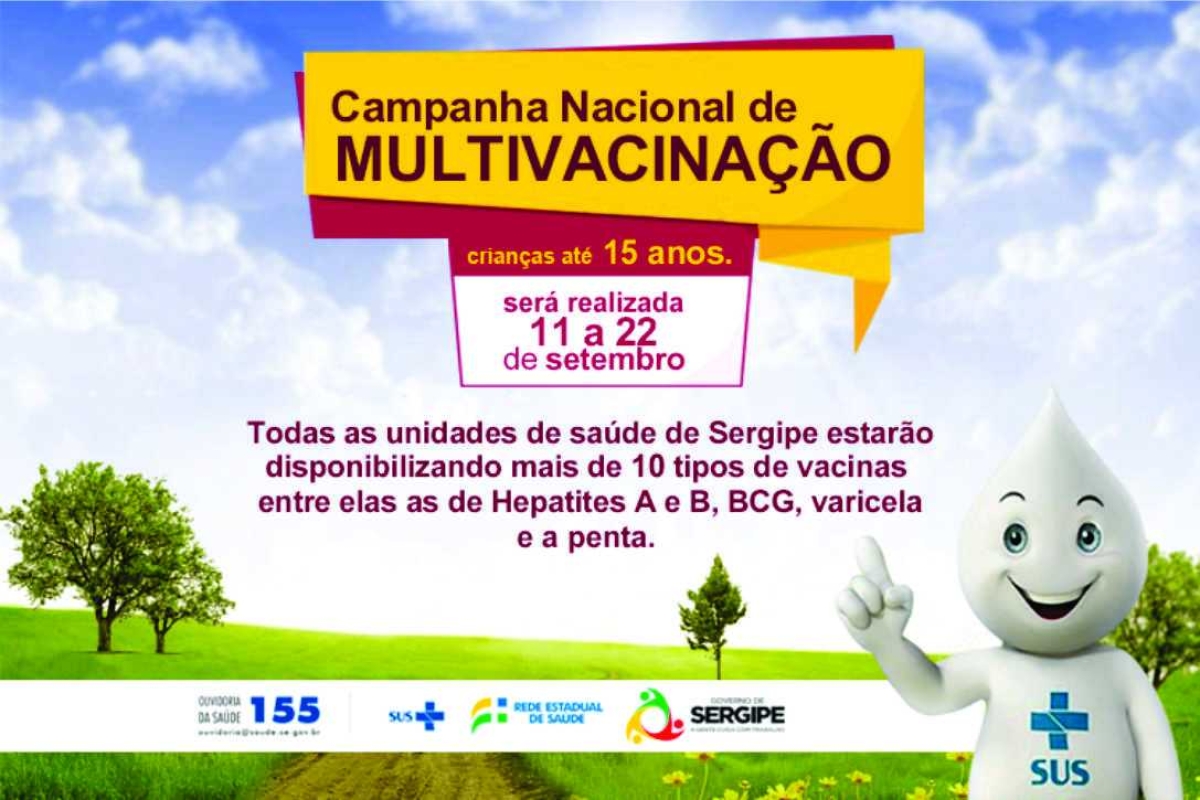 Campanha de Multivacinação para crianças e adolescentes começa dia 11 (Imagem: Divulgação SES/SE)