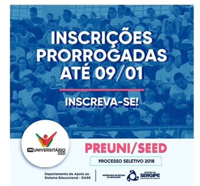 Prorrogadas as inscrições para processo seletivo do Pré-Universitário da Seed/Sergipe (Imagem: Divulgação/Seed/SE)
