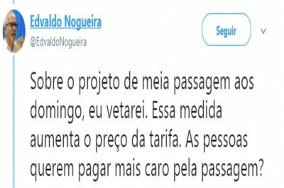 Edvaldo utilizou sua conta no Twitter para fazer o anúncio (Foto: Reprodução/Twitter)