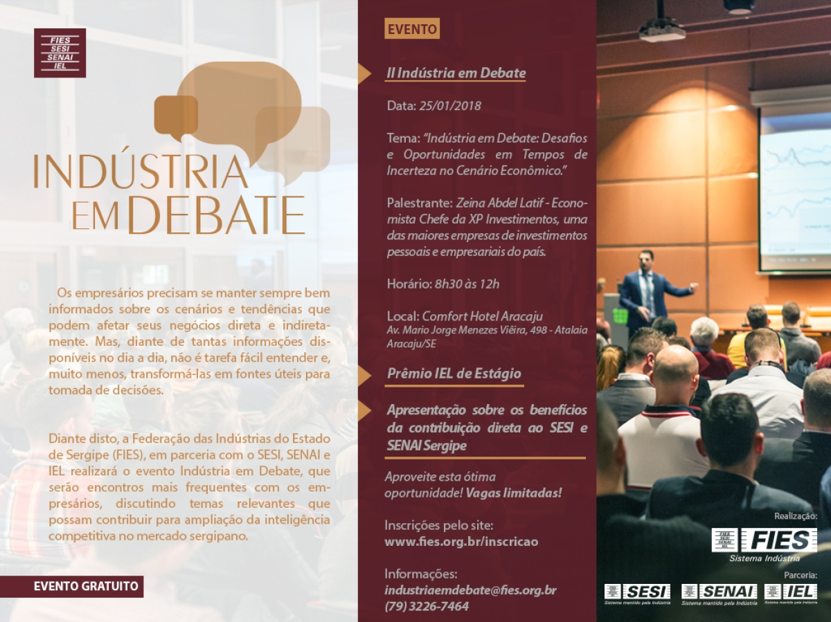 FIES/Sergipe promove segundo "Indústria em Debate" (Imagem: Divulgação)