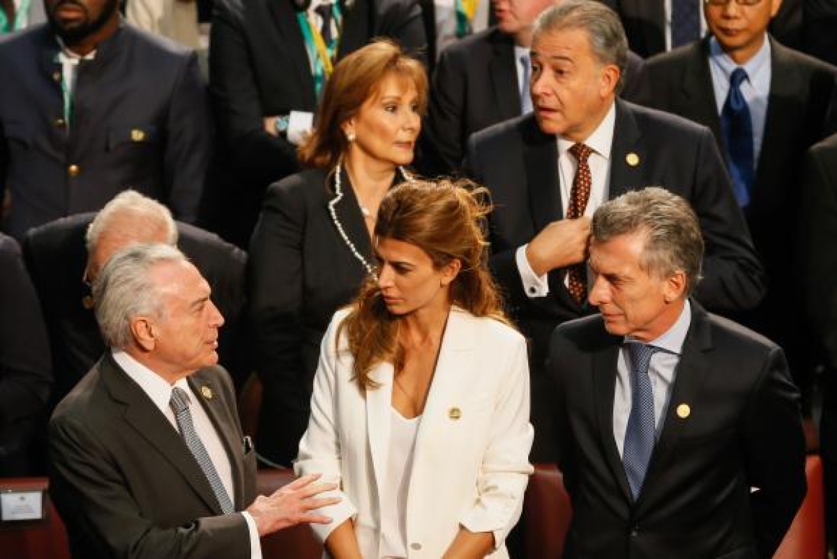 Presidente da República, Michel Temer, senhora Juliana Awada, e o presidente da Argentina, Mauricio Macri (Foto: Beto Barata/PR)