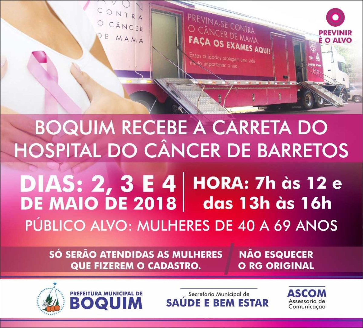 Prefeitura traz Carreta da Prevenção do Hospital do Câncer de Barretos a Boquim (Foto: Prefeitura de Boquim)
