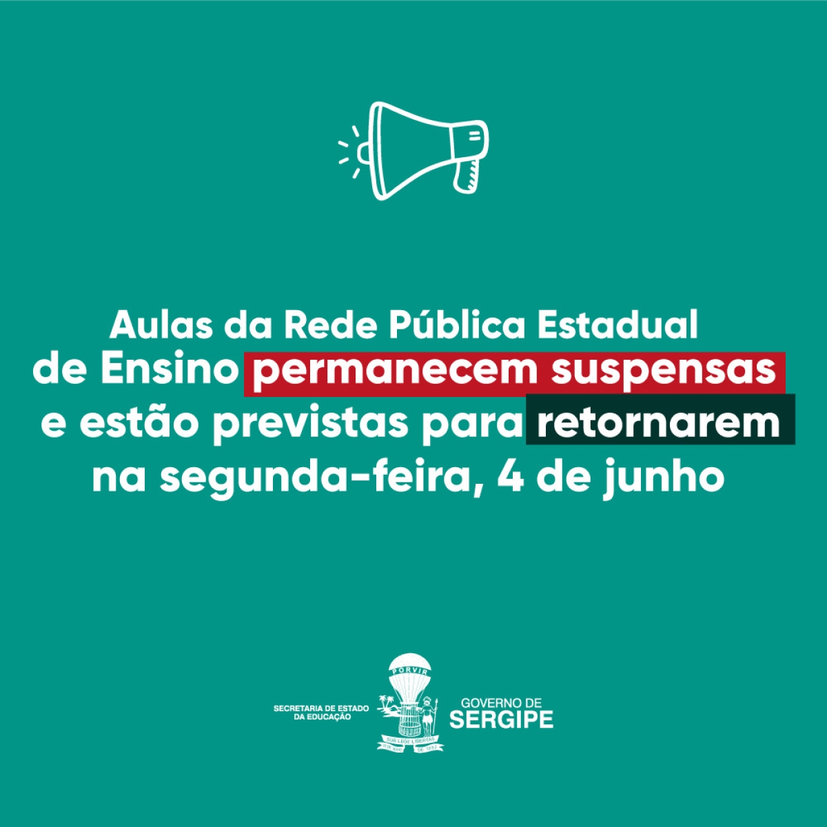 Aulas da rede pública estadual de ensino permanecem suspensas e estão previstas para retornarem na segunda-feira, 4/6 (Imagem: ASN)