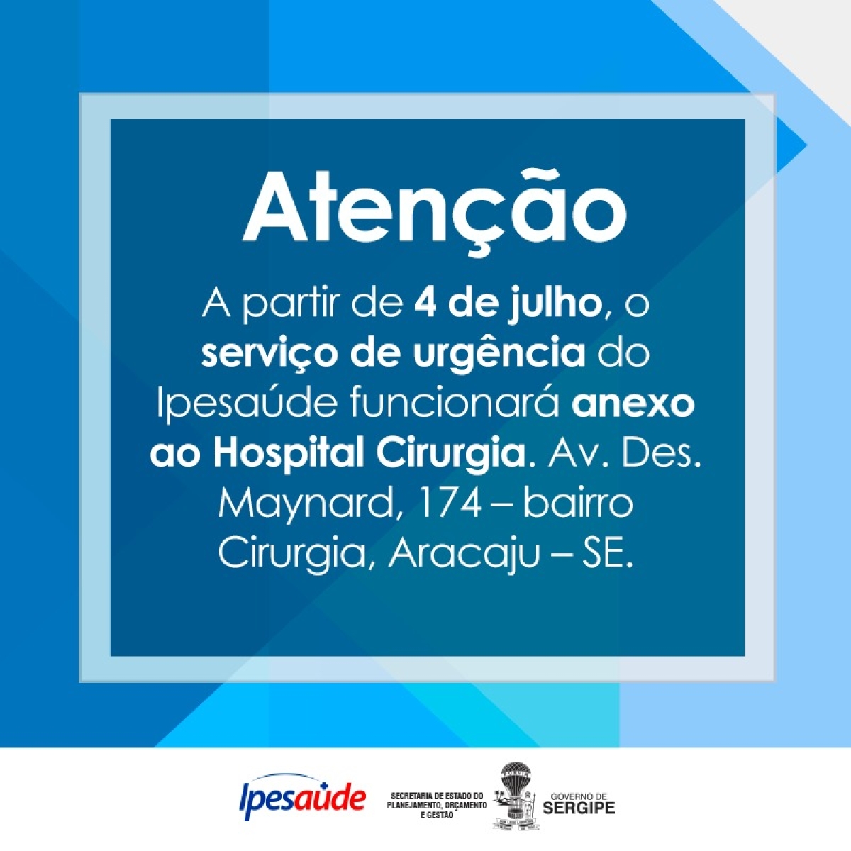 Serviço de urgência do Ipesaúde está funcionando somente no novo local (Imagem: Divulgação)