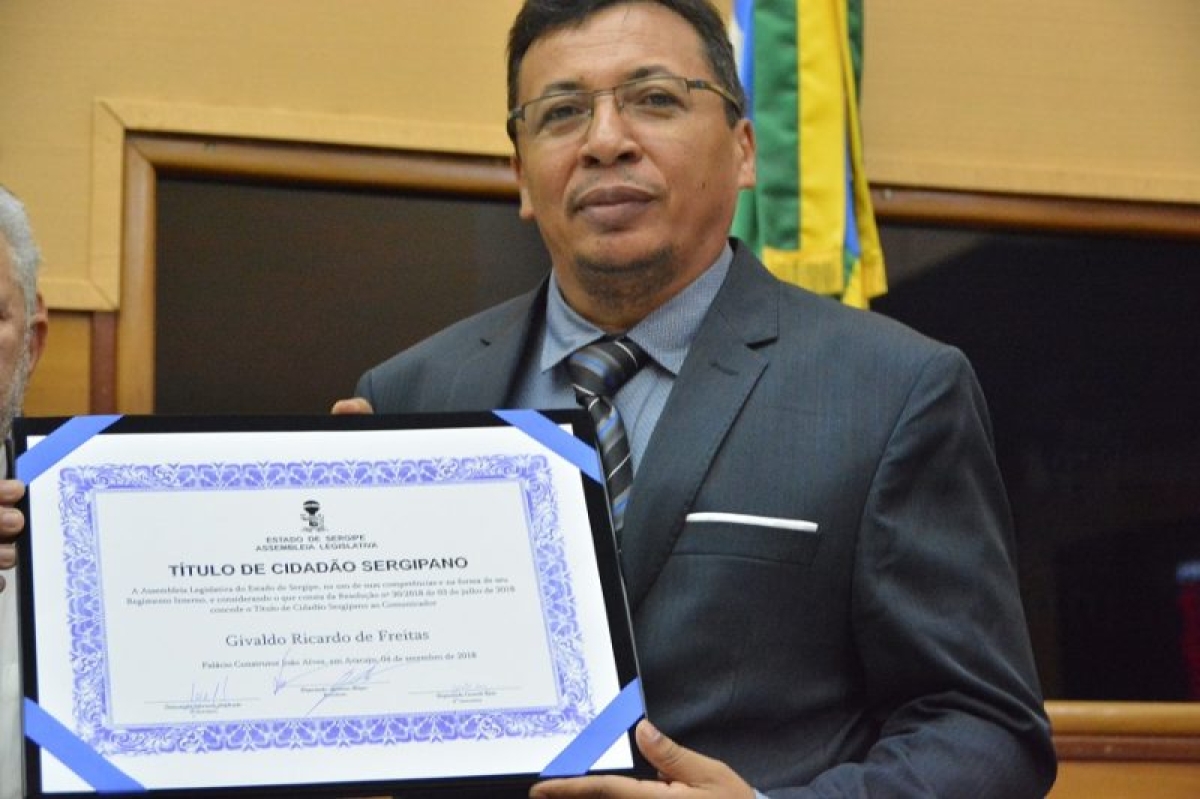 Givaldo Ricardo é o mais novo cidadão sergipano (Foto: Jadilson Simões/ Rede Alese)