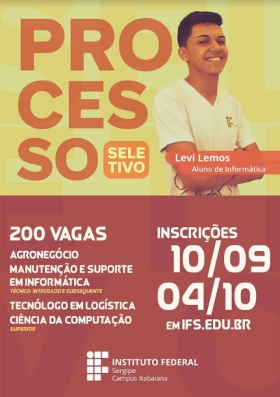IFS: Campus Itabaiana abre inscrições para  processo seletivo (Imagem: Divulgação/ IFS)