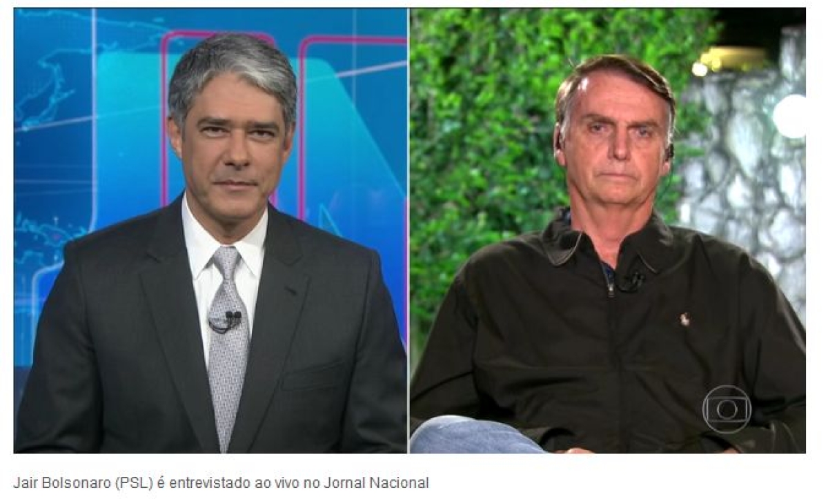 BOLSONARO JN: Meu muito obrigado, em especial à região Nordeste que, apesar de ter perdido lá, nunca alguém que fez oposição ao PT teve uma votação tão expressiva como eu tive - Imagem: reprodução/Jornal Nacional/Rede Globo