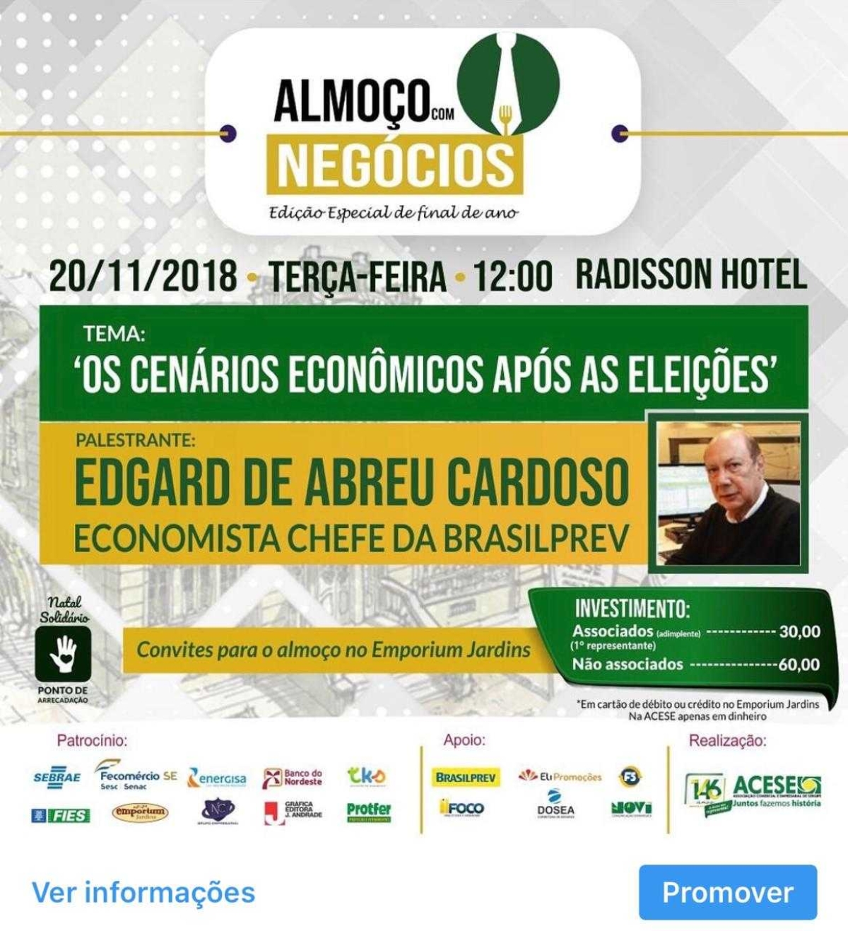 Almoço com Negócios receberá economista-chefe da Brasilprev (Imagem: Divulgação)