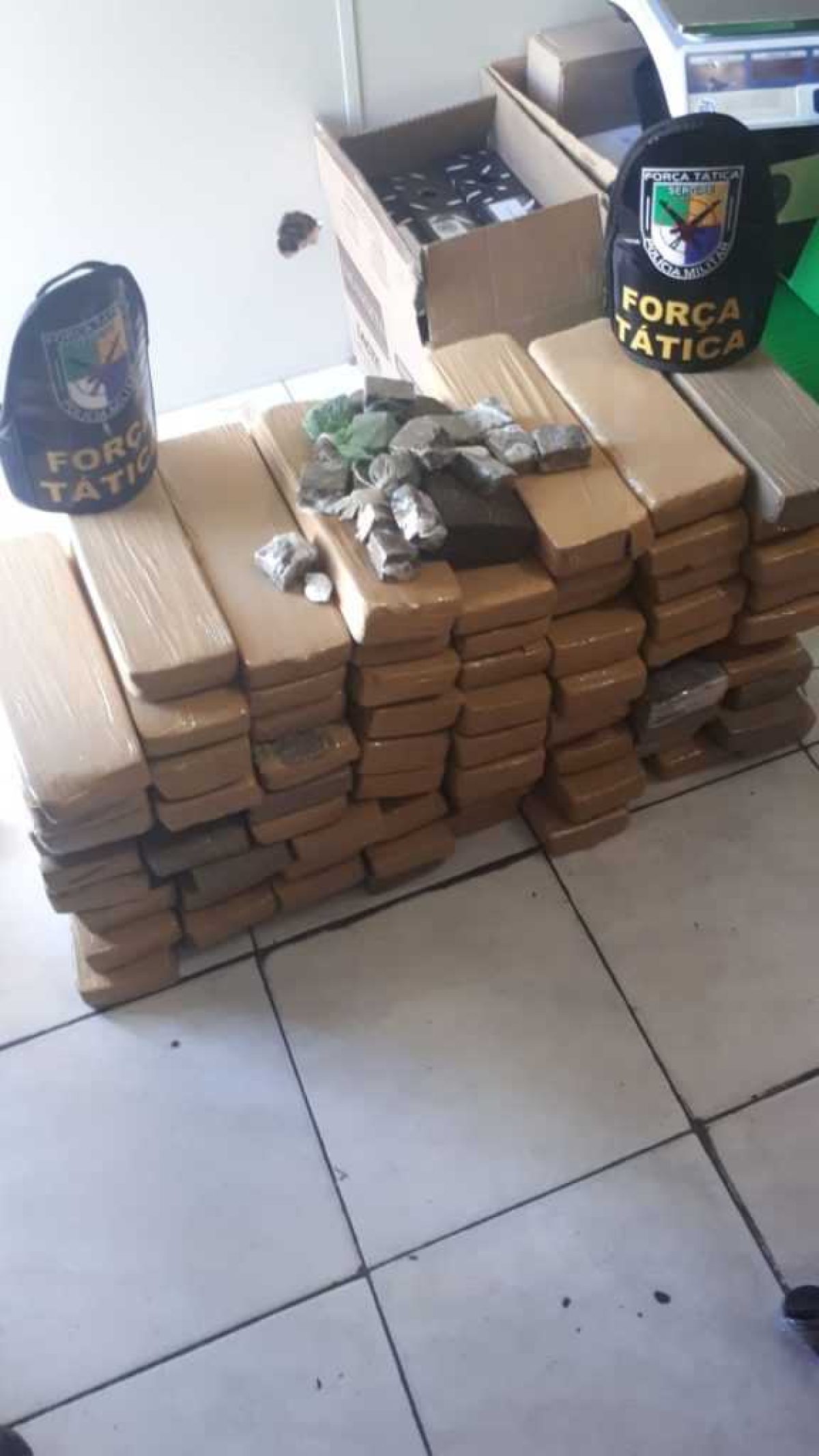 PM apreende 70 quilos de maconha escondidos em uma residência (Foto: PM/SE)