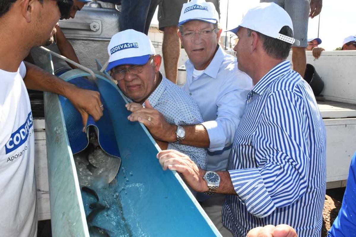 Laércio Oliveira participa de peixamento e repovoamento de pitu no rio São Francisco em Propriá (Foto: Assessoria Laércio Oliveira)