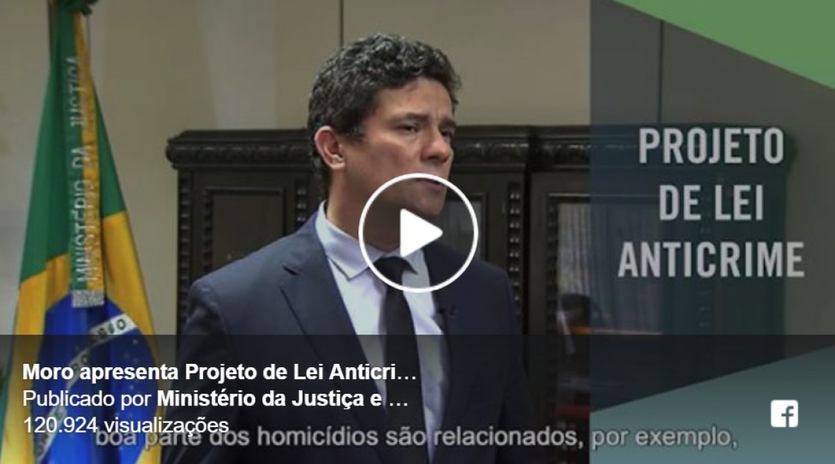 Sergio Moro vai apresentar PL Anticrime a governadores e secretários (Imagem: Reprodução de vídeo/ Facebook/ @JusticaGovBr)