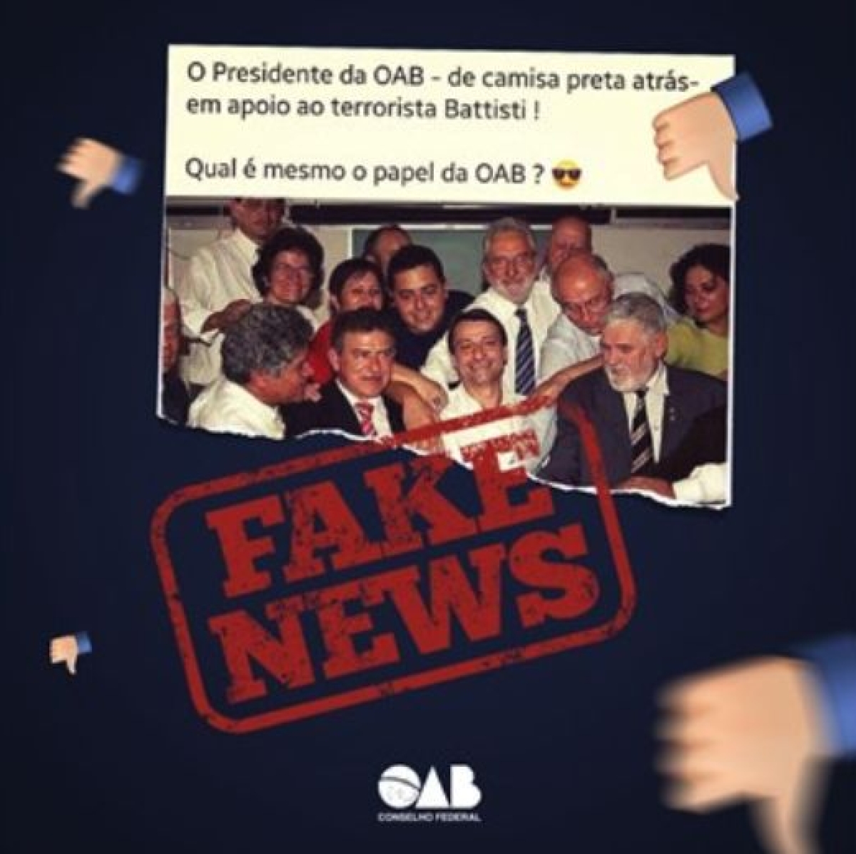 Fake News: Presidente da OAB não está em foto ao lado de Cesare Battisti (Imagem: OAB)