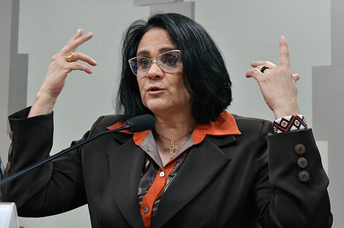 A ministra da Mulher, da Família e dos Direitos Humanos, Damares Alves, participou de audiência pública na Comissão de Direitos Humanos e Legislação Participativa (Foto: Geraldo Magela/ Agência Senado)