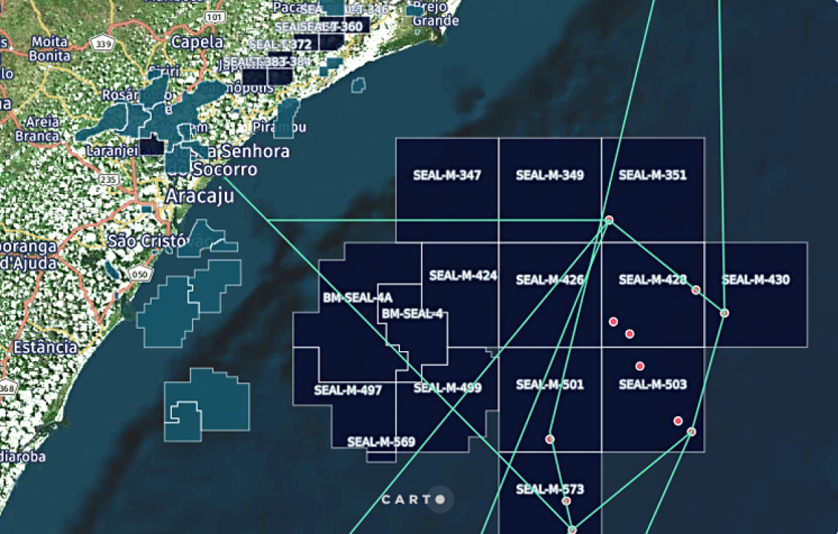 Grandes empresas mundiais recebem licenças para iniciar exploração em águas profundas em Sergipe (Imagem ilustrativa: Map by E&P Brasil)