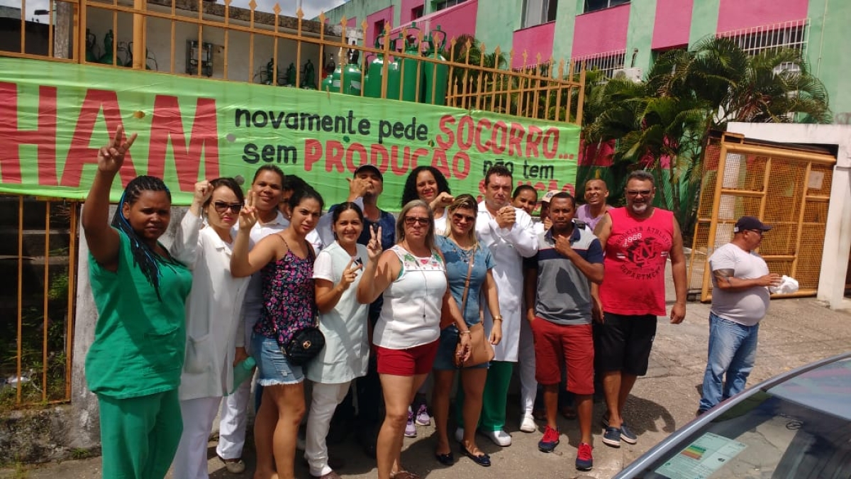 Funcionários do Hospital Amparo de Maria continuam em greve (Foto: Assessoria Sintasa/SE)