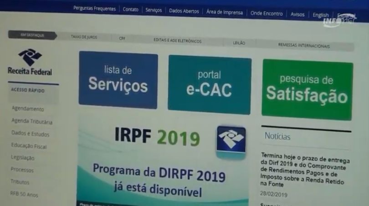 Receita Federal aumenta rigor nas informações do Imposto de Renda (Imagem: Reprodução de vídeo/ Portal Infonet)