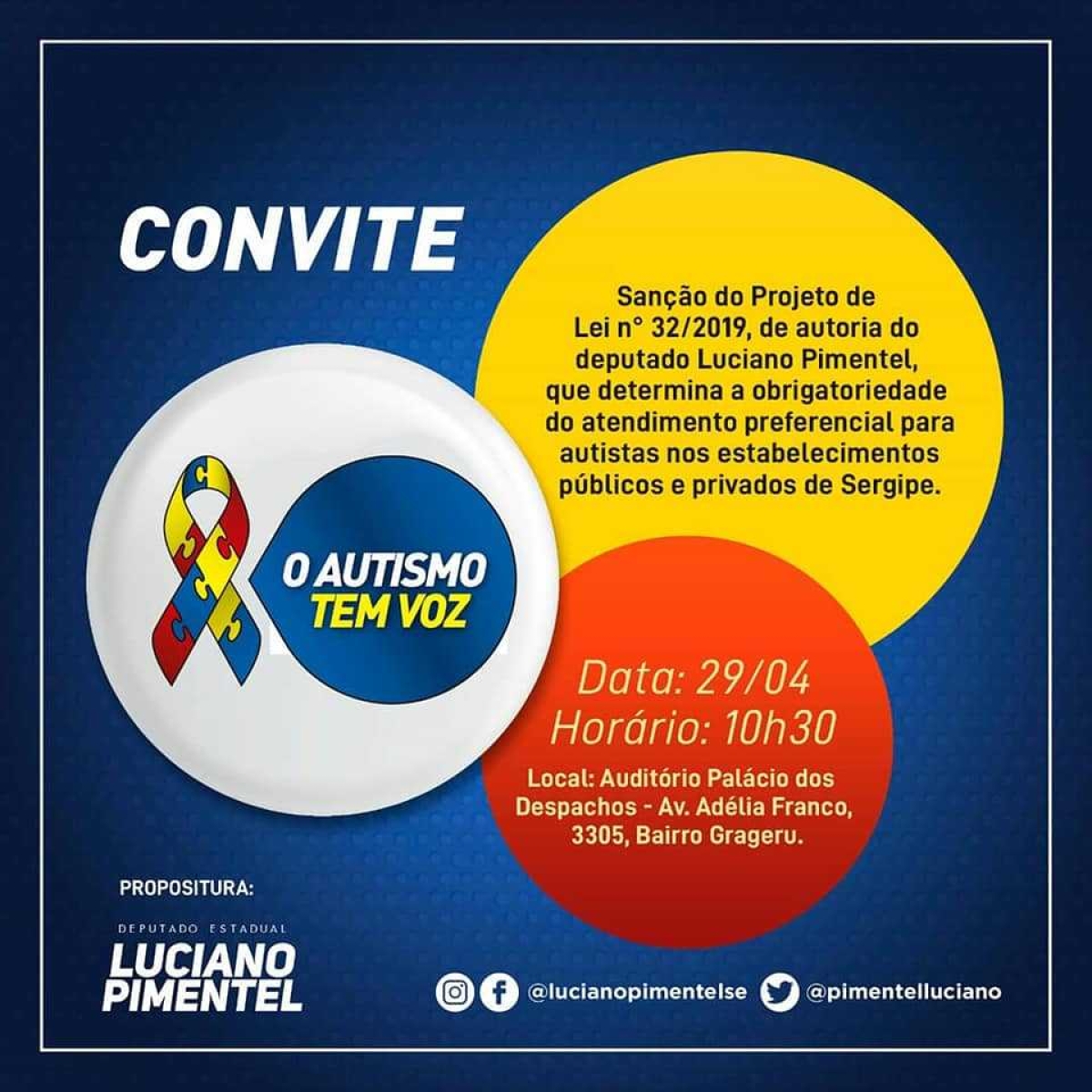 PL que estabelece atendimento preferencial para autistas será sancionado na segunda, 29/4 (Foto : Assessoria Luciano Pimentel)