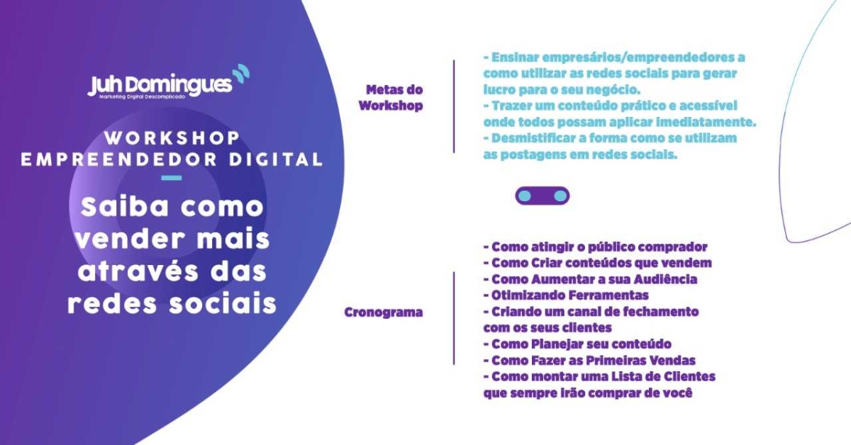 Programação do workshop sobre empreendedorismo digital (Imagem: Divulgação)