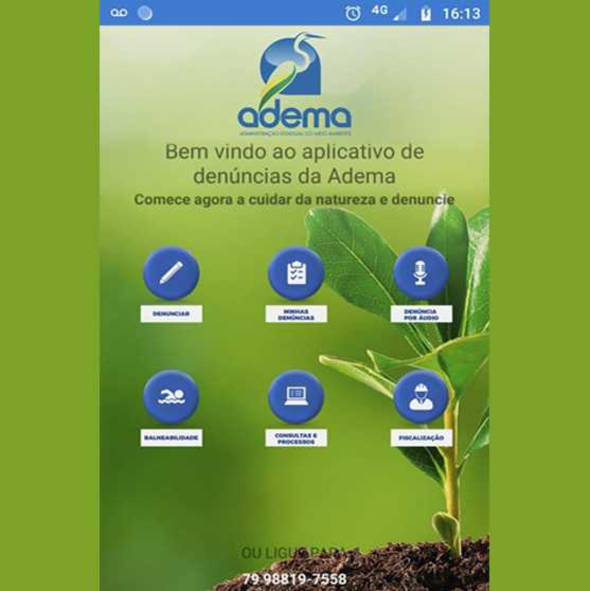 Desenvolvido para aparelhos Android e IOS, o aplicativo dispõe de sete ícones que facilitarão o contato entre cidadão e Adema (Imagem: Reprodução)