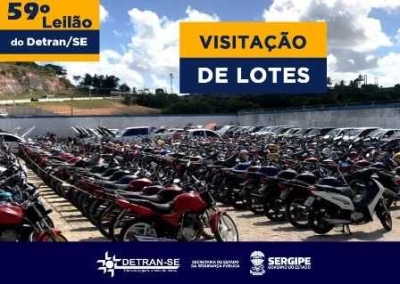 Visitação aos lotes do 59º Leilão do Detran de Sergipe será iniciada na terça-feira, dia 9/7 (Foto: Detran/SE)