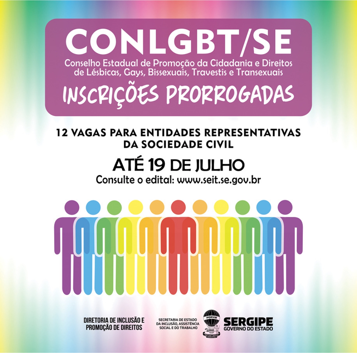 Inscrições para o edital do Conselho LGBT são prorrogadas até 19 de julho (Imagem: Governo de Sergipe)
