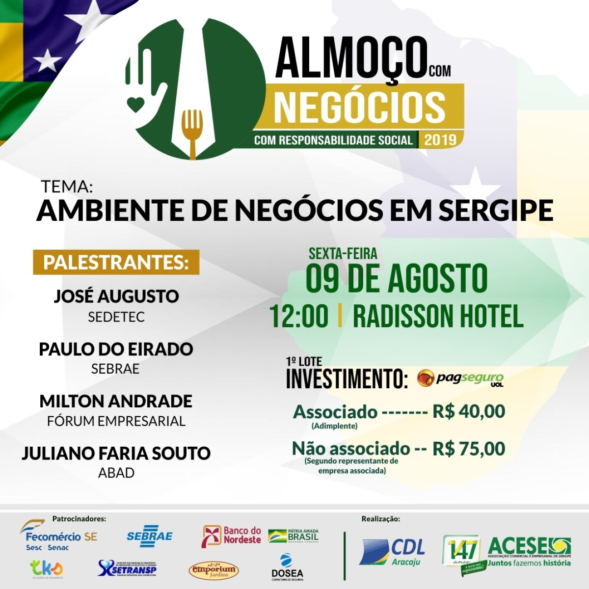 Almoço com Negócios discutirá o ambiente de negócios em Sergipe (Imagem: Divulgação)