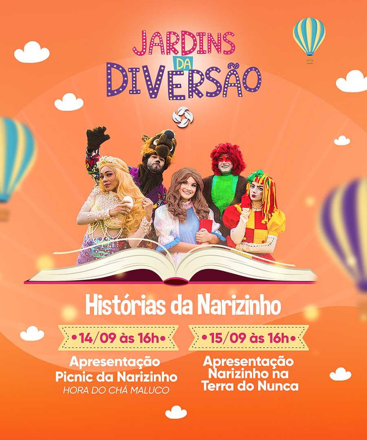 "Histórias da Narizinho"�?? abrem a programação do "Jardins da Diversão" (Imagem: Divulgação)