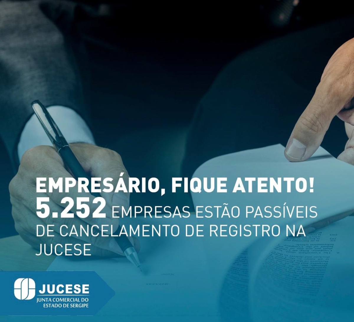 Nota de correção: quantidade de empresas passíveis de cancelamento de registro na Jucese 
(Imagem: Jucese/SE)