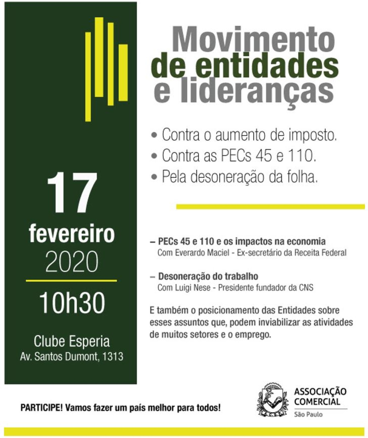 Entidades e lideranças empresariais fazem ato contra o aumento de impostos (Imagem: Divulgação)