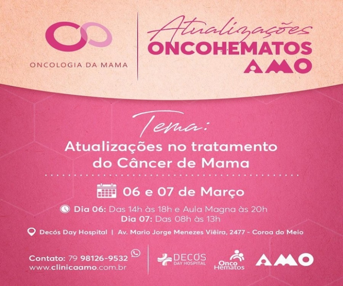 Onco Hematos/AMO promove atualizações no tratamento do Câncer de Mama (Imagem: Divulgação)