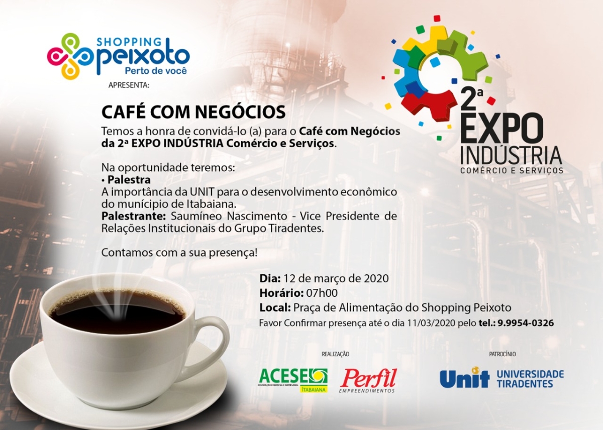 2ª Expo Indústria: 3ª edição do Café com Negócios terá palestra com Saumíneo Nascimento (Imagem: Divulgação)