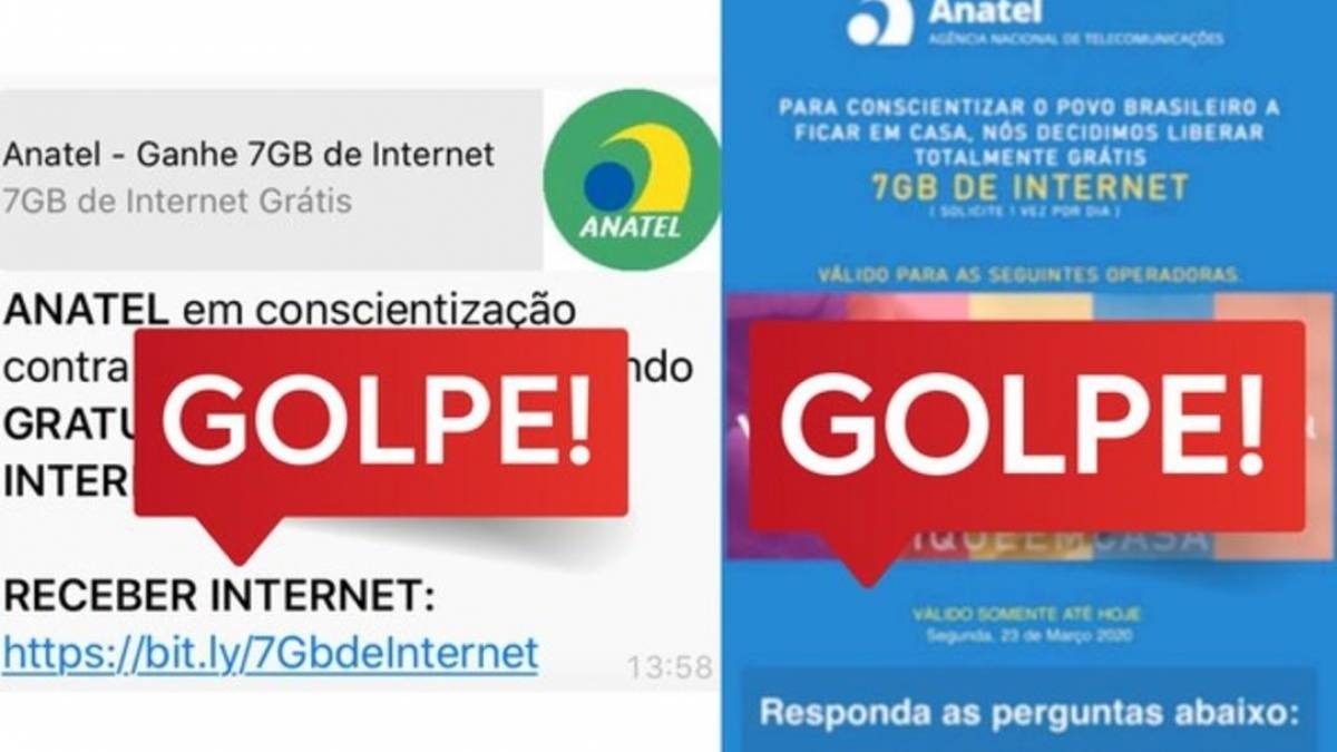Anatel alerta para golpe que promete internet grátis (Imagem: Anatel)