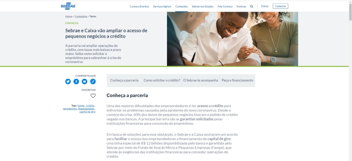 Sebrae e Caixa firmam acordo para ampliar o acesso de pequenos negócios a crédito (Imagem: Reprodução)