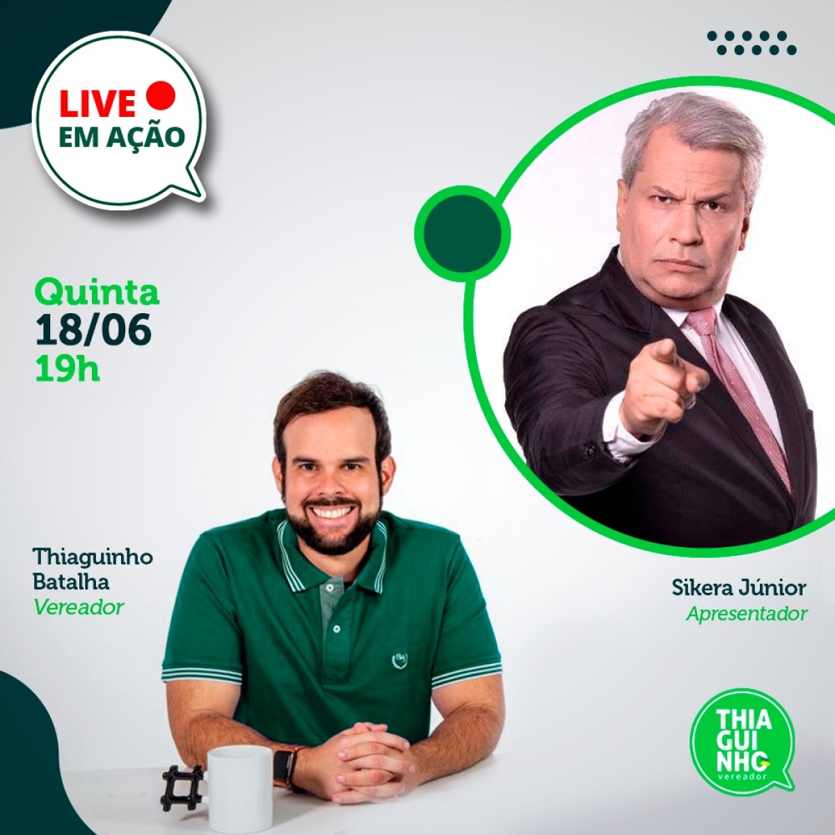 Thiaguinho Batalha fará live com o apresentador Sikera Júnior nesta quinta-feira, 18/06 (Imagem: Divulgação/ Assessoria Thiaguinho Batalha)