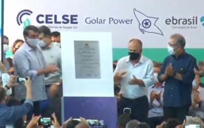 Presidente Jair Bolsonaro e governador Belivaldo Chagas inauguram Usina Termoelétrica Porto do Sergipe I (Imagem: Reprodução/ Transmissão ao vivo da Celse)