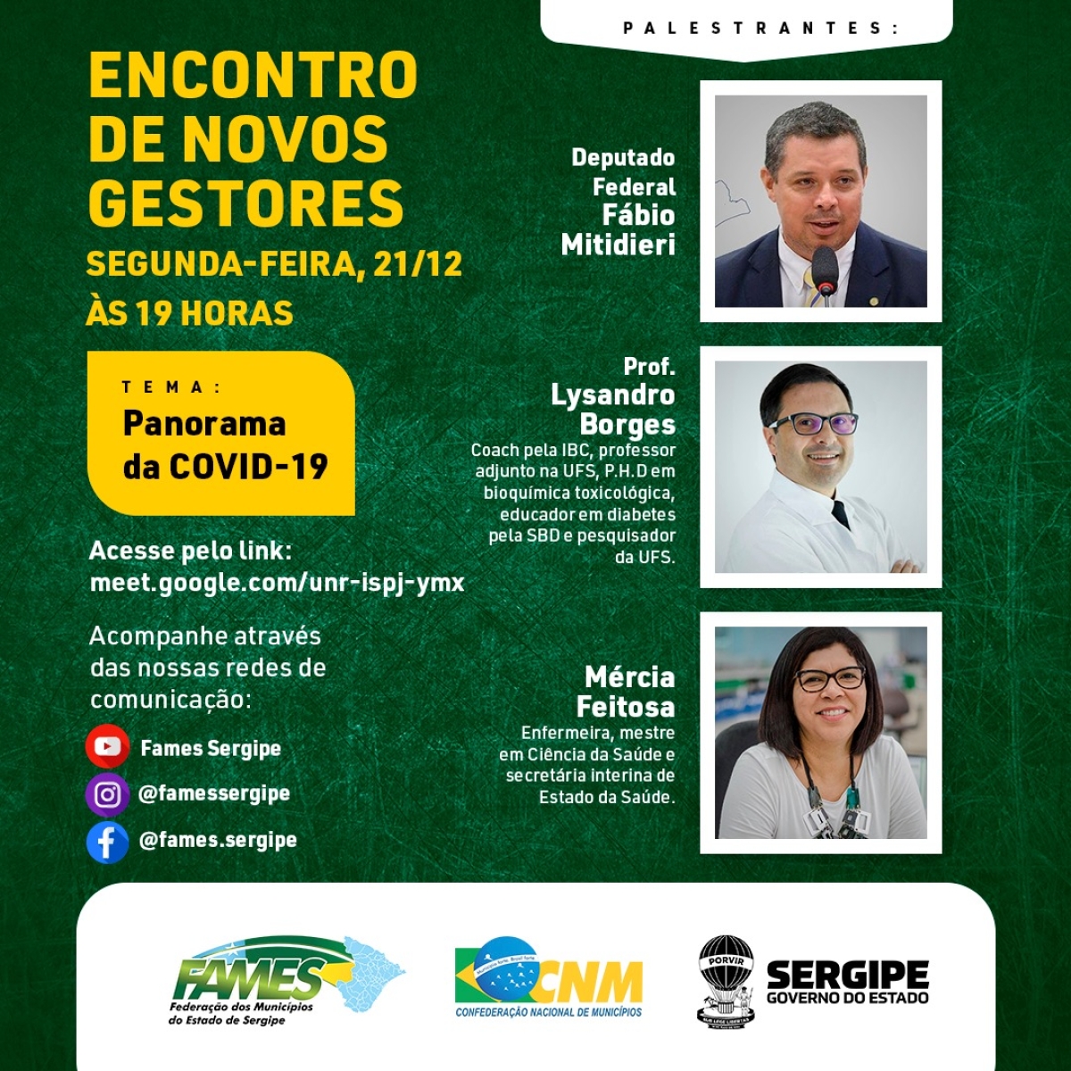 FAMES promoverá evento sobre os avanços da COVID-19 com os novos gestores de Sergipe (Imagem: Divulgação/ FAMES)
