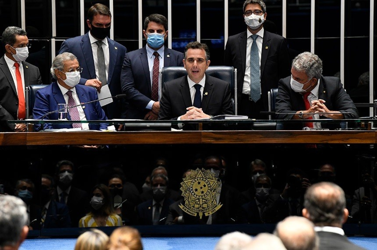 O novo presidente do Senado, eleito nesta segunda (1º), também anunciou que irá priorizar as reformas tributária e administrativa, além de proposições "imprescindíveis" para o desenvolvimento econômico (Foto: Jefferson Rudy/ Agência Senado)