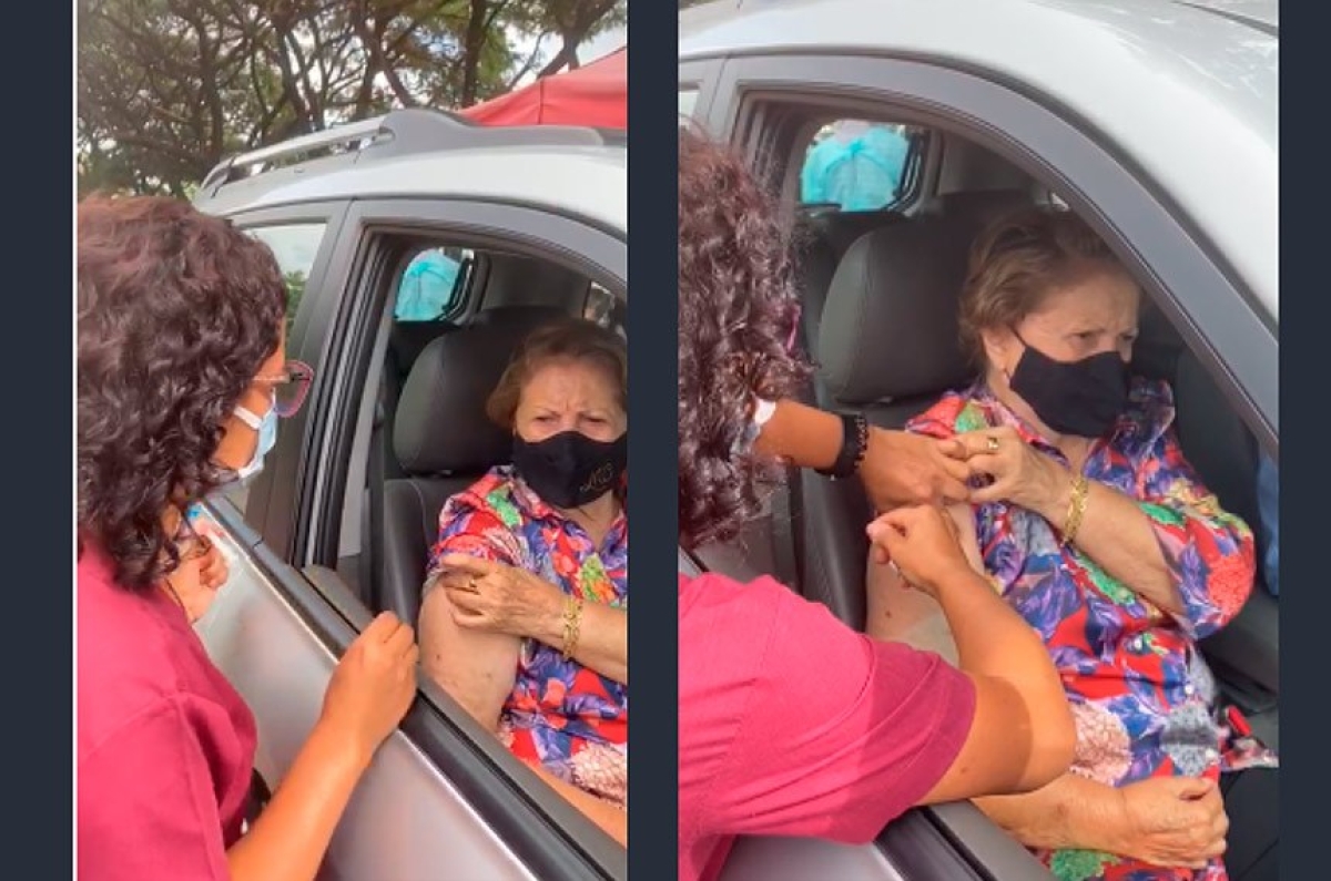 Senadora Maria do Carmo foi vacinada em Brasília: imunização massiva "será fundamental para controlarmos as variações do vírus" (Foto: Divulgação/ Facebook/ Senadora Maria do Carmo Alves)