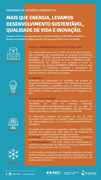 Energisa realiza audiência pública online sobre Programa de Eficiência Energética (Imagem: Comunicação Energisa Sergipe)