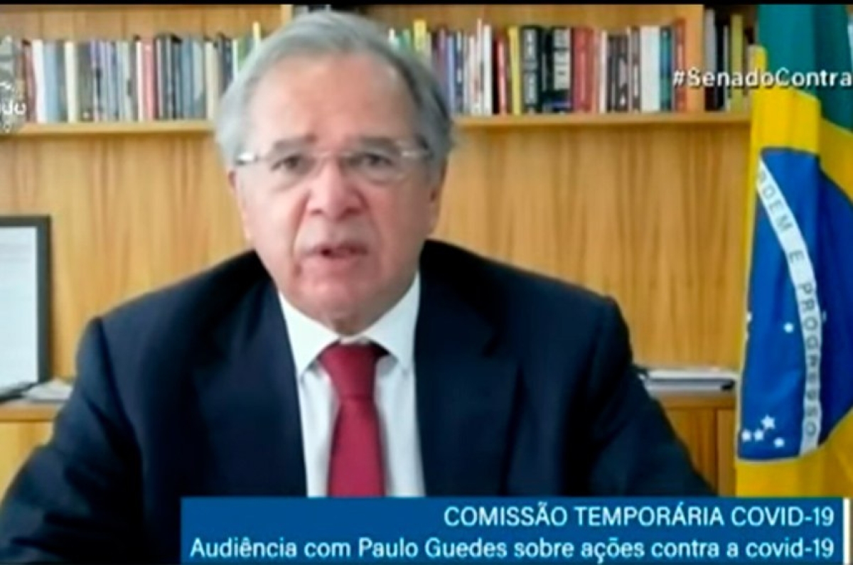 O ministro da Economia, Paulo Guedes, fala em reunião da Comissão Temporária da Covid-19 (Foto: Reprodução/ TV Senado)