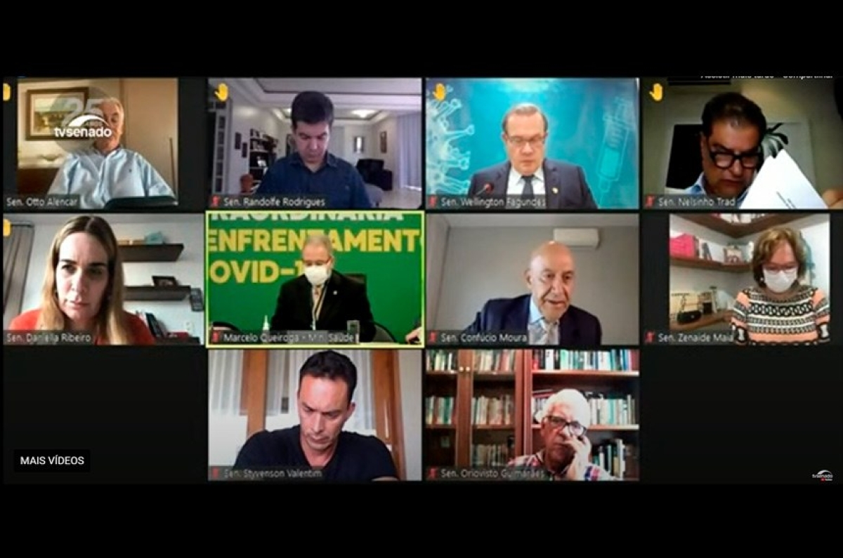 O ministro da Saúde afirmou que buscará uma permuta com os Estados Unidos para que o Brasil receba mais doses do consórcio internacional (Foto: Reprodução/ TV Senado)