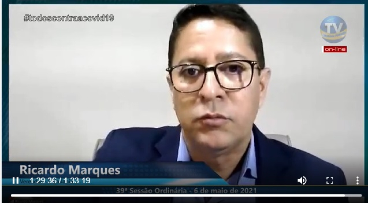 Vereador Ricardo Marques entende que diante da situação crítica da capital, a PMA pode contratar leitos de UTI (Imagem: Reprodução de vídeo/ CMA)