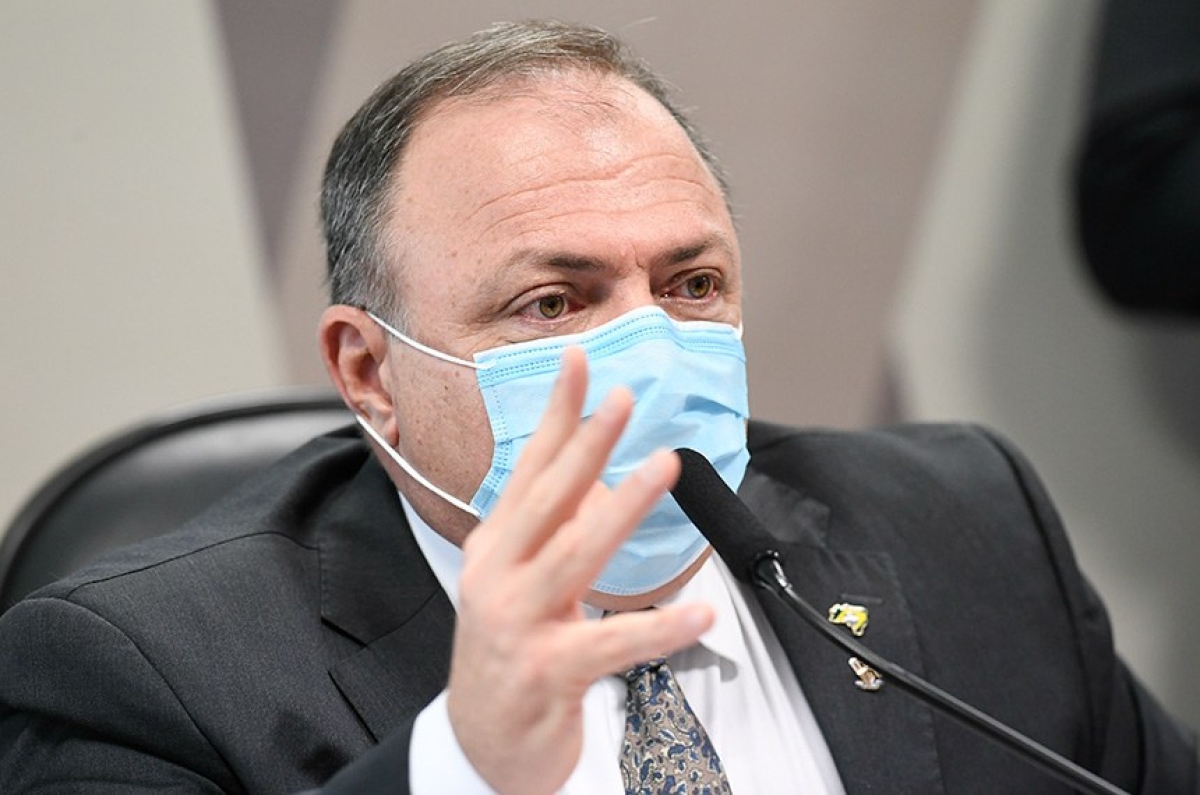 O ex-ministro da Saúde Eduardo Pazuello durante audiência nesta quinta na CPI da Pandemia (Foto: Jefferson Rudy/ Agência Senado)