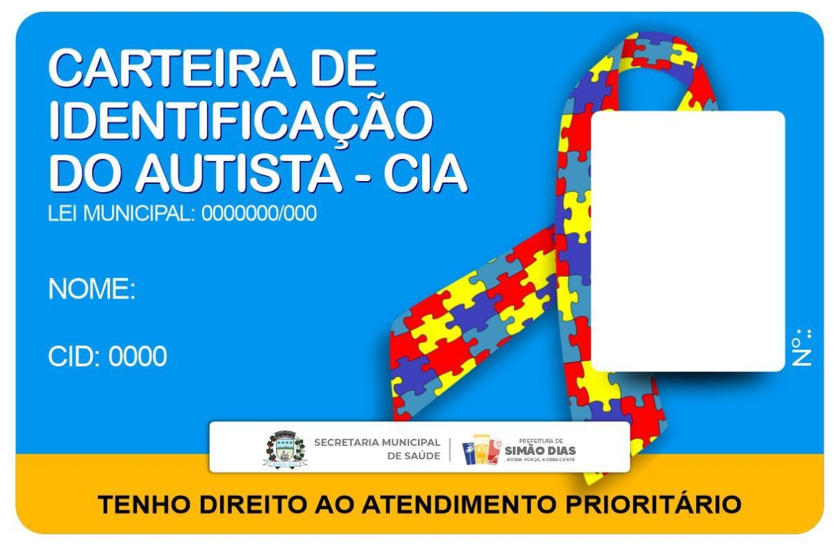 Carteira de identificação para autistas (Imagem: Divulgação/ Prefeitura de Simão Dias)