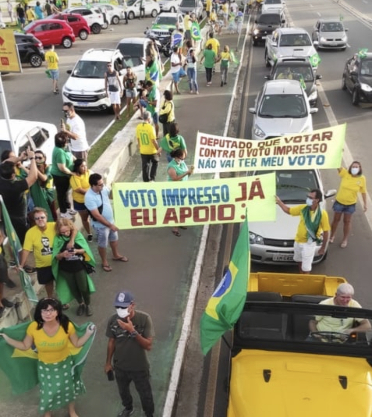 Direita Sergipana, PTB, JTCC e outros movimentos se unem em manifestação pelo voto impresso auditável (Foto: Assessoria de Imprensa)