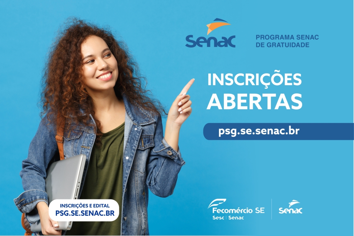 Senac oferta 188 vagas gratuitas para cursos profissionalizantes (Imagem: Divulgação/ Senac/SE)