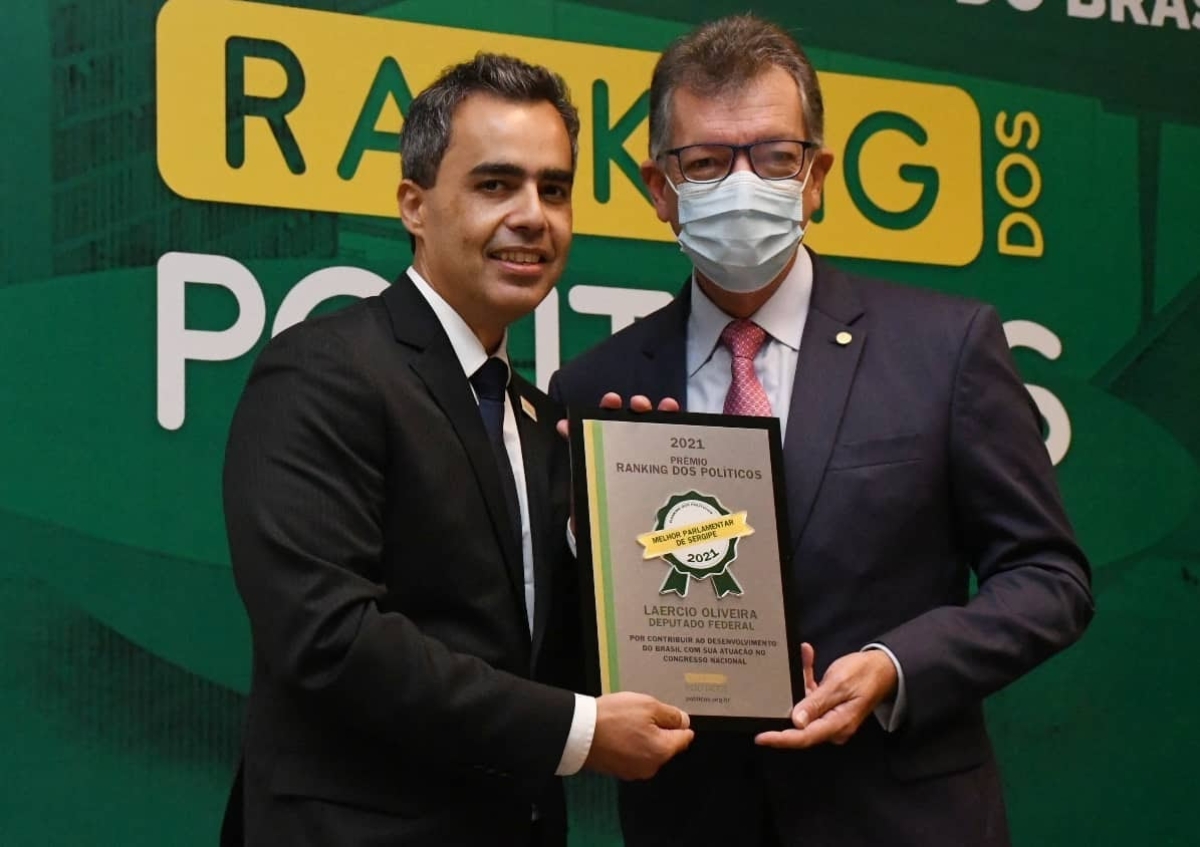 Laércio Oliveira é premiado em Brasília como melhor parlamentar de Sergipe pelo Ranking dos Políticos (Foto: Site Laércio Oliveira)