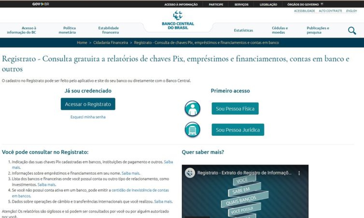 Site do Banco Central (Imagem: Reprodução)