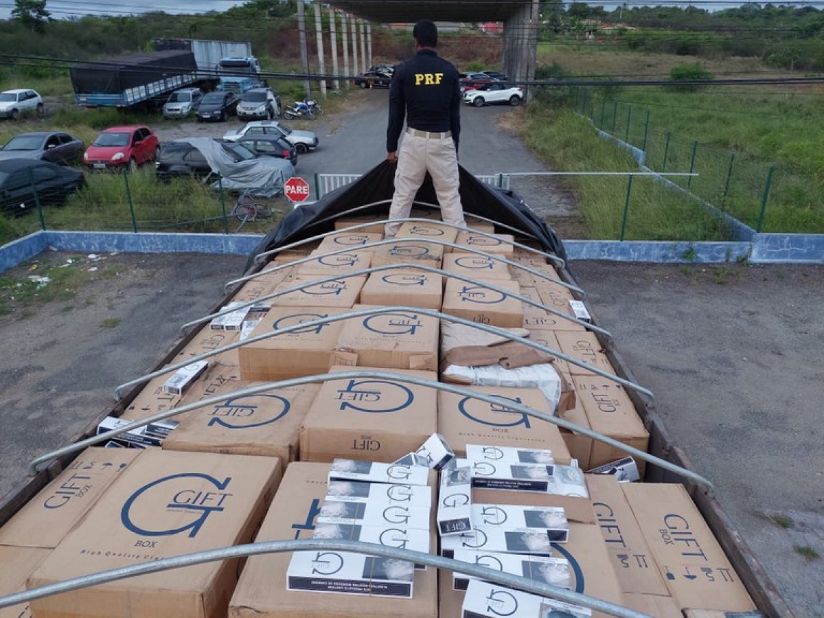 BR-101: PRF apreende carga de cigarros contrabandeados em Sergipe (Foto: PRF/SE)