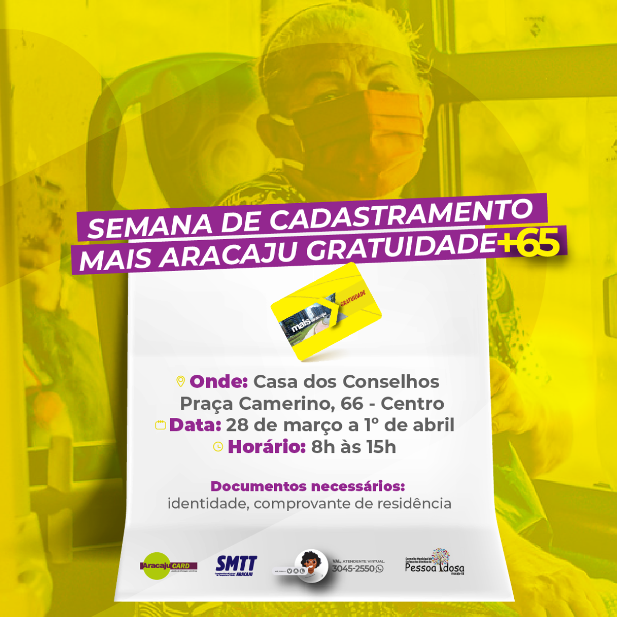 Aracajucard expandirá cadastramento para pessoas idosas com atendimento na Casa dos Conselhos (Imagem: Divulgação/ Aracaju Card)